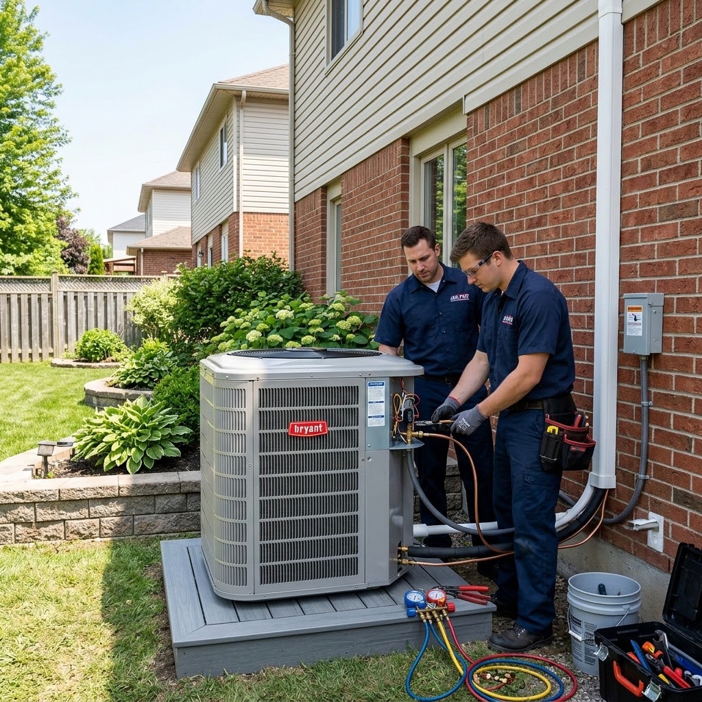 New high-efficiency air conditioning installation in a residential property